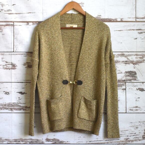 MICHAEL KORS  Women's Metallic Gold Clasp Cardigan Size S - Picture 1 of 6